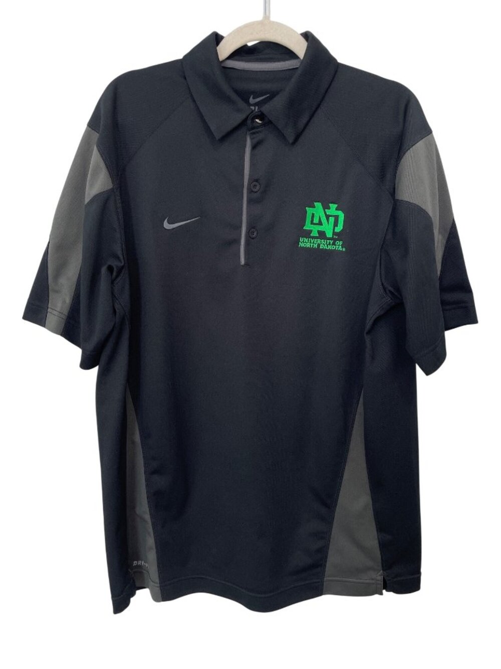 Nike Dri-FIT Polo Shirt Medium University Of North Dakota Short Sleeve Black